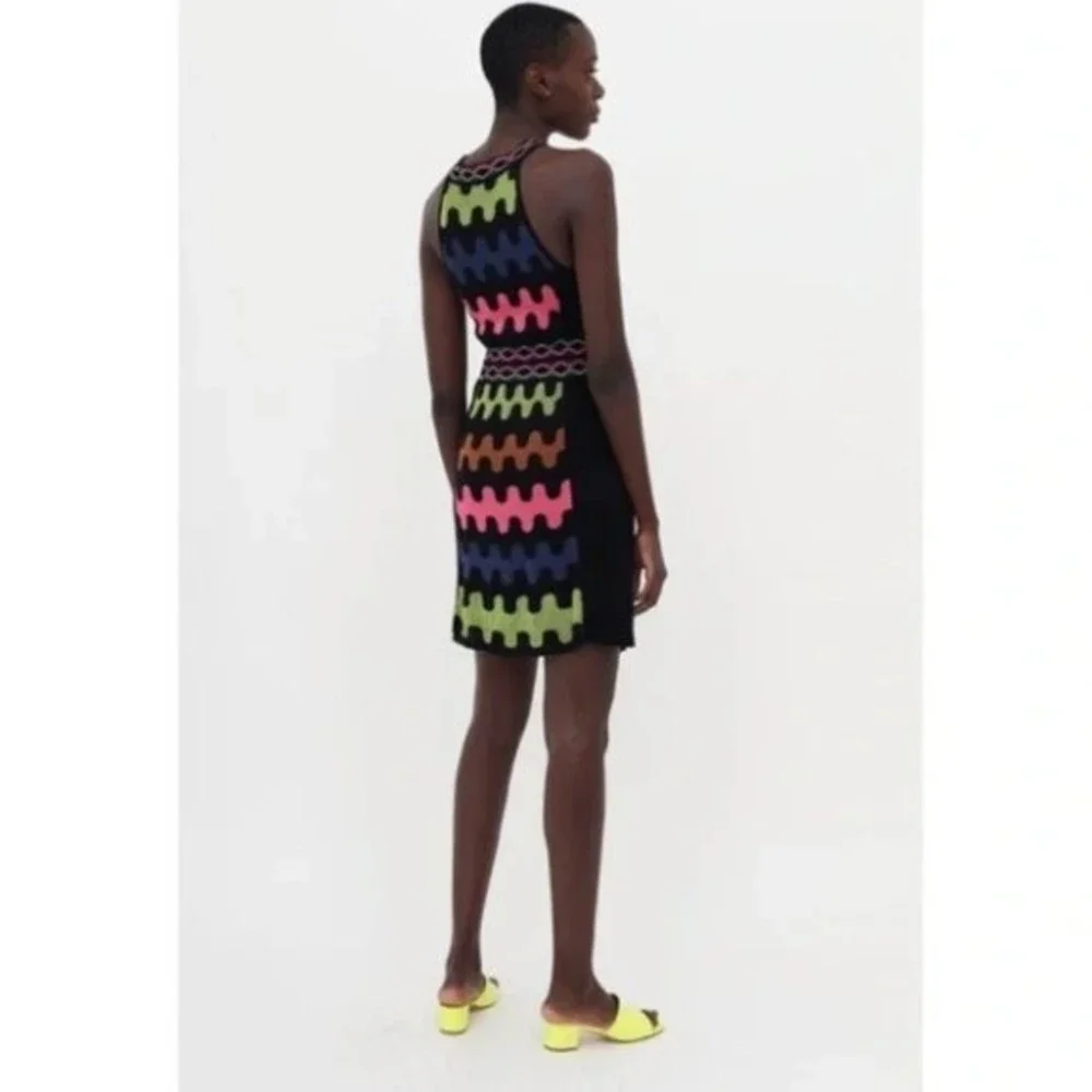 M Missoni Women's Halter Puzzle Stripe Knit Squiggle A Line Dress US Size 2 - Picture 2 of 16
